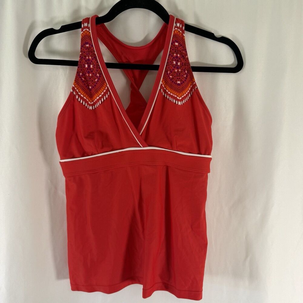Athleta Swim Top Women's Medium Red Print Tank Top Pullover Stretch